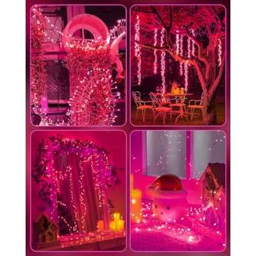 Fairy Lights Battery Operated, Twinkle String Lights Waterproof Silver Wire 5 Ft 60 LED Firecracker Valentine's Lights for DIY Wreath Wedding Bedroom Mason Jar Holiday Christmas Valentine's Day, Pink