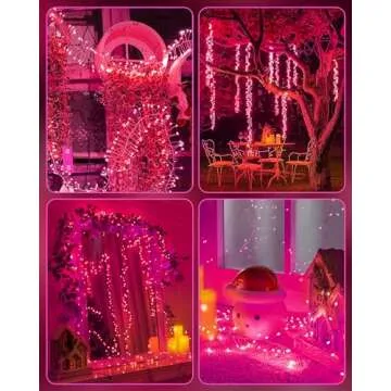 Fairy Lights Battery Operated, Twinkle String Lights Waterproof Silver Wire 5 Ft 60 LED Firecracker Valentine's Lights for DIY Wreath Wedding Bedroom Mason Jar Holiday Christmas Valentine's Day, Pink