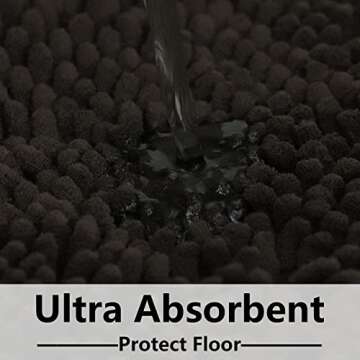 Bathroom Rugs Chenille 3-Piece Extra Soft and Absorbent Shag Bathroom Rugs, Machine Wash Mat, Strong PVC Non-Slip Underside, Plush Carpet Mats (Coffee)