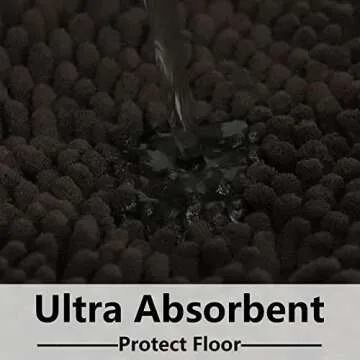 Bathroom Rugs Chenille 3-Piece Extra Soft and Absorbent Shag Bathroom Rugs, Machine Wash Mat, Strong PVC Non-Slip Underside, Plush Carpet Mats (Coffee)