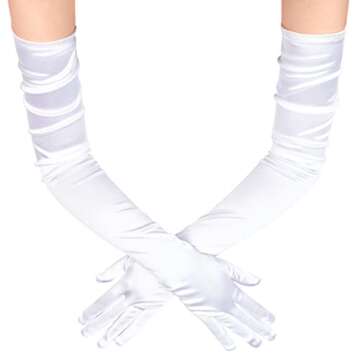 BABEYOND Long Opera Party 1920s Satin Tea Party Gloves Costume Stretchy Adult Size Upper Arm Length ...