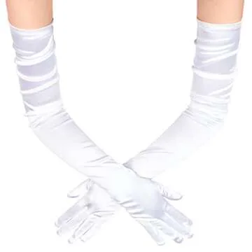 BABEYOND Long Opera Party 1920s Satin Tea Party Gloves Costume Stretchy Adult Size Upper Arm Length ...