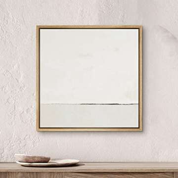 SIGNWIN Framed Canvas Print Wall Art Watercolor Abstract White Landscape Nature Shapes Illustrations Modern Art Decorative Contemporary Minimal for Living Room, Bedroom, Office - 24"x24" Natural