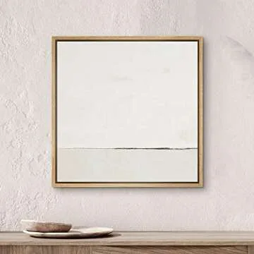 SIGNWIN Framed Canvas Print Wall Art Watercolor Abstract White Landscape Nature Shapes Illustrations Modern Art Decorative Contemporary Minimal for Living Room, Bedroom, Office - 24"x24" Natural