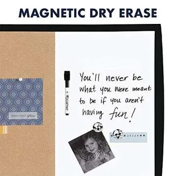 Quartet Combination Magnetic Whiteboard & Corkboard, 17" x 23", Combo Dry Erase White Board & Cork Board, Curved Frame, Message Board, Black Frame (41723-BK)