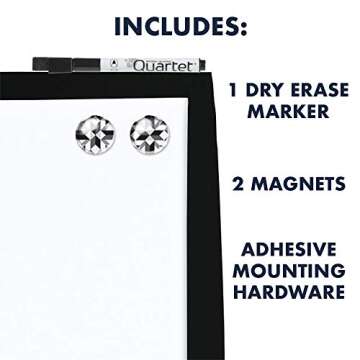 Quartet Combination Magnetic Whiteboard & Corkboard, 17" x 23", Combo Dry Erase White Board & Cork Board, Curved Frame, Message Board, Black Frame (41723-BK)