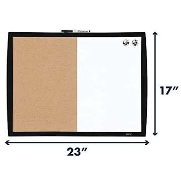 Quartet Combination Magnetic Whiteboard & Corkboard, 17" x 23", Combo Dry Erase White Board & Cork Board, Curved Frame, Message Board, Black Frame (41723-BK)