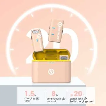 Hollyland Lark M1 Wireless Lavalier Microphone with Noise Cancellation, 656ft Transmission, 8H Battery Life, Compact Wireless Lapel Mic for DSLR Cameras, iPhone, Android, Live Streaming-Light Pink