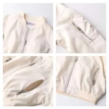 WELAKEN Lightweight Multiple Pockets Zip Up Bomber Jacket for Girls Toddler & Kids II Little Girl's Casual Flight Crop Jacket,15Y