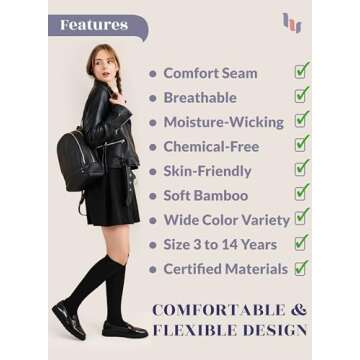 Knee High Socks for Girls Boys & Unisex Little Kids Soft Comfortable Rayon derived from Bamboo Socks & Long School Uniform & Chemical-Free & 3 Pairs White | 3-4 Years