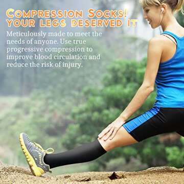 QUXIANG Compression Socks for Women & Men 15-20 mmHg, Best for Medical, Nursing, Running, Athletic, Varicose Veins, Travel
