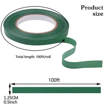 Prudiut 2 Roll Green Floral Tape Waterproof Florist Tape, 1/2" Wide Flower Wrap Tape Floral Tape for Fresh Flower Bouquet Wrap Flower Arrangements Crafts (100Ft/33.4 Yd)