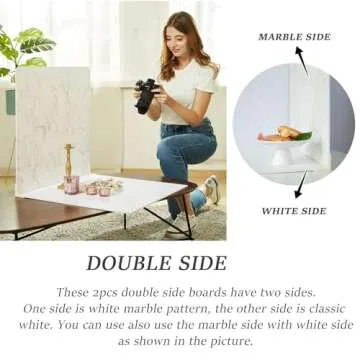 2 PCS Boards Photo Backdrop 2 Marbles Texture for Flat Lay, Food Photography Background 24x24 Inch, BEIYANG (Marble+Marble) …