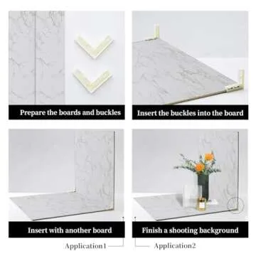 2 PCS Boards Photo Backdrop 2 Marbles Texture for Flat Lay, Food Photography Background 24x24 Inch, BEIYANG (Marble+Marble) …