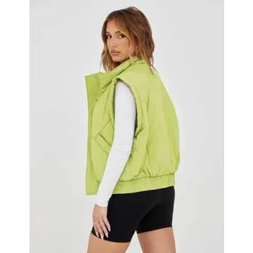 UANEO Womens Stylish Crop Puffer Vest with Pockets