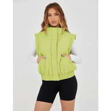 UANEO Womens Stylish Crop Puffer Vest with Pockets