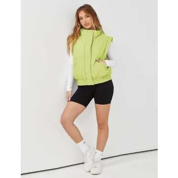 UANEO Womens Stylish Crop Puffer Vest with Pockets