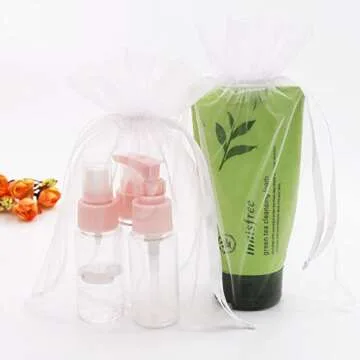 SumDirect White Sheer Organza Bags - 100Pcs 6x9 inches Organza Gift Bags with Drawstring, Organza Jewelry Pouches for Wedding Party Christmas Favor