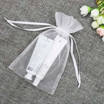 SumDirect White Sheer Organza Bags - 100Pcs 6x9 inches Organza Gift Bags with Drawstring, Organza Jewelry Pouches for Wedding Party Christmas Favor