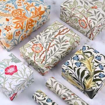 Bolsome Vintage Flower Gift Wrap Paper 12 Sheets