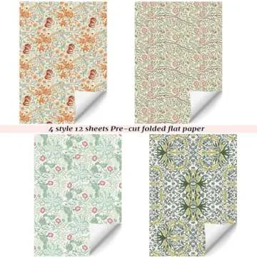 Bolsome Vintage Flower Gift Wrap Paper 12 Sheets
