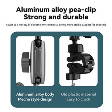 Camera Clamp Mount Bike Motorcycle Handlebar Holder, 360 Ball Joint Bicycle Cycling Tube Bar Attach for GoPro Max Hero 13 12 11 10 9 8 Insta360 X3 X4 Ace Pro DJI Action 3 4 5 Pro Pocket 3 Accessories