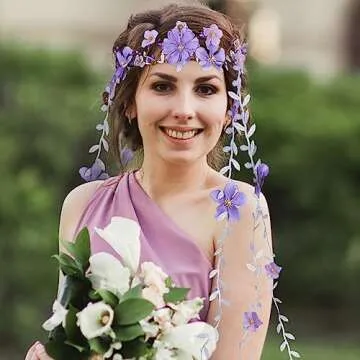 PartyforU Purple Flower Hippie Headpiece Forest Vines Crown Boho Floral Headband for Women Girls Fairy Bohemian Cosplay Wedding Bridal Shower Renaissance Fair Proms Bachelor Party