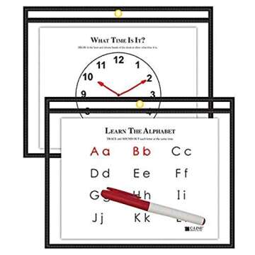 C-Line Reusable Dry Erase Pockets 12x9 Black - Save Paper & Enhance Learning