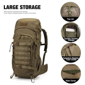 Mardingtop 50L Hiking & Survival Backpack with Rain Cover