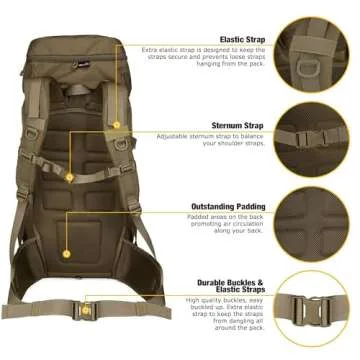 Mardingtop 50L Hiking & Survival Backpack with Rain Cover