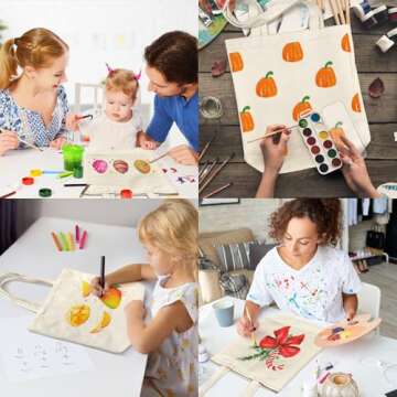 Faylapa 6 Pcs Canvas Tote Bags,Heavy Duty and Strong Easter Hunter Bag Shopping Grocery Bag Blank Cotton Bags for Decorating Crafts DIY,Painting (Beige, 13.6"x 15.3")