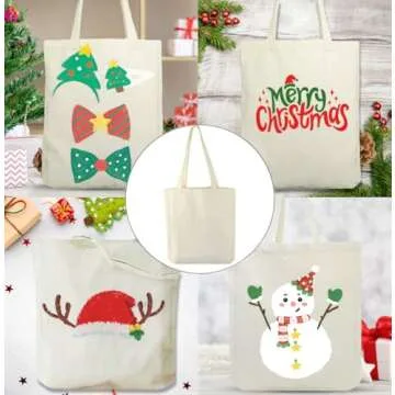 Faylapa 6 Pcs Canvas Tote Bags,Heavy Duty and Strong Easter Hunter Bag Shopping Grocery Bag Blank Cotton Bags for Decorating Crafts DIY,Painting (Beige, 13.6"x 15.3")