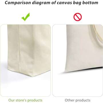 Faylapa 6 Pcs Canvas Tote Bags,Heavy Duty and Strong Easter Hunter Bag Shopping Grocery Bag Blank Cotton Bags for Decorating Crafts DIY,Painting (Beige, 13.6"x 15.3")