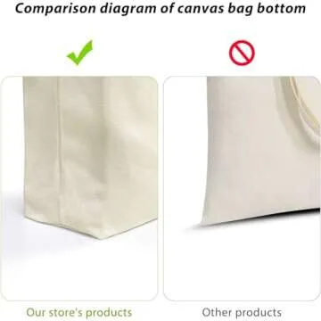 Faylapa 6 Pcs Canvas Tote Bags,Heavy Duty and Strong Easter Hunter Bag Shopping Grocery Bag Blank Cotton Bags for Decorating Crafts DIY,Painting (Beige, 13.6"x 15.3")