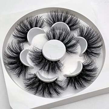 Veleasha Mink Eyelashes Faux 8D Wispy Fluffy Mink Lashes 25mm Dramatic Long Fake Eyelashes 4 Pairs Pack False Lashes (M02)