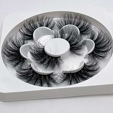 Veleasha Mink Eyelashes Faux 8D Wispy Fluffy Mink Lashes 25mm Dramatic Long Fake Eyelashes 4 Pairs Pack False Lashes (M02)