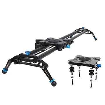 GVM Motorized Camera Slider DSLR Dolly with Automatic Looping Real Time Shooting Time Lapse Shots, Very Light Carbon Fiber, 48'' L