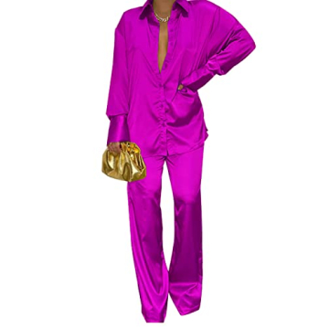 Ladies Soft Casual Satin Pajamas Set for Women