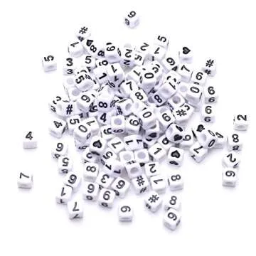 ToBeIT 800pcs Number Beads Acrylic Cube Beads Alphabet Square Letter Beads for DIY Key Chains Bracelets Necklace Jewelry Making (white-black)