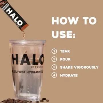 HALO Iced Mocha Latte - Energy Drink Powder – Healthy Coffee Mix for Hydration with Electrolytes, Caffeine, Vitamins and Minerals - 20 Calories - Keto and Low Calorie - 1 x 12 Sticks