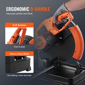 VEVOR Abrasive Chop Saw, 14in / 35cm Blade Cut Off Saw, 2300W 3600RPM Steel Cutting Machine, 0-45 Degrees Adjustable Angle Miter Saw for Cutting Metal Cutting Chop Saw for Steel Rebar Iron Aluminum