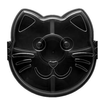 KOLORAE Black Cat Reusable Serving Tray - Unique 5 Compartment Cat Snack Tray - Great for Entertaini...