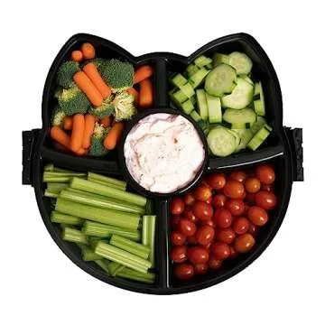KOLORAE Black Cat Reusable Serving Tray - Unique 5 Compartment Cat Snack Tray - Great for Entertaining Food Storage for Appetizers, Snacks, Chips & Dip, Fruits & Veggies - Fall Halloween Tray