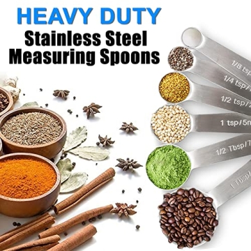 Stainless Steel Measuring Spoons Set of 6 - Accurate and Durable