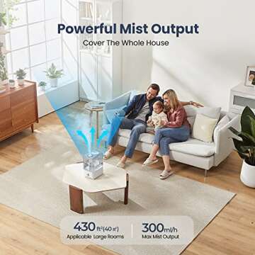 Rbioko Humidifiers for Large Room Bedroom (6.5L), Cool Mist Ultrasonic Vaporizer for Home Whole Hous...
