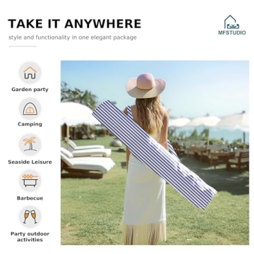 MFSTUDIO 7ft Beach Umbrella with Stylish Fringe Design