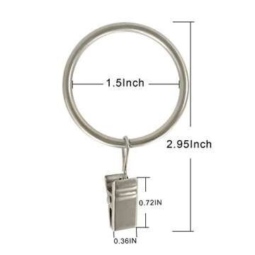 LLPJS 40 Pack Metal Curtain Rings with Clips, Curtain Clip Rings Hooks for Hanging Drapery Drapes Bo...