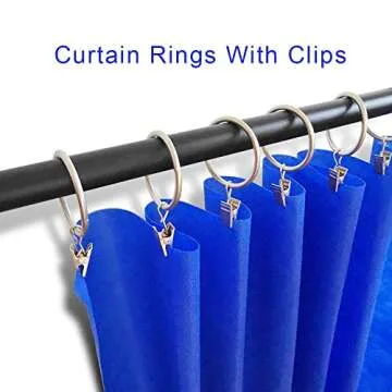 LLPJS 40 Pack Metal Curtain Rings with Clips, Curtain Clip Rings Hooks for Hanging Drapery Drapes Bows, Curtain Rod Rings 1.5 inch Interior Diameter, Matte Silver