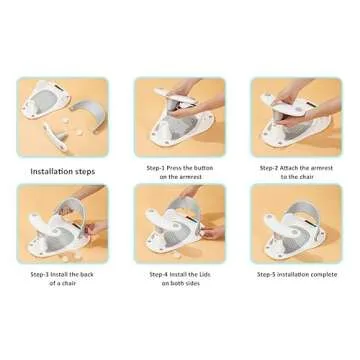 Baby Bath Seat [Original] – 3 Bath Toys + Shower Cap + Bath Brush + Thermometer + Rinse Cup – 4 Anti-Slip Suction Cups – Soft Silicone Cushion – Foldable Design – Ideal Gift for Infants 6-36 Months!