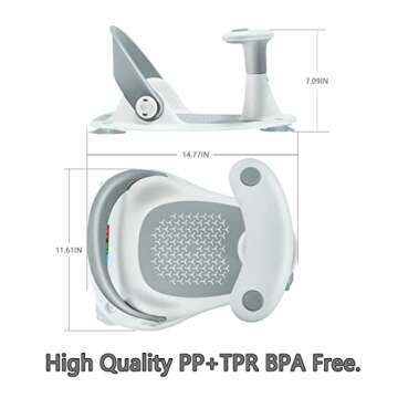 Baby Bath Seat [Original] – 3 Bath Toys + Shower Cap + Bath Brush + Thermometer + Rinse Cup – 4 Anti-Slip Suction Cups – Soft Silicone Cushion – Foldable Design – Ideal Gift for Infants 6-36 Months!